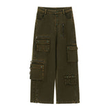 멀티포켓 밀리터리 그린 루즈 캐주얼 팬츠