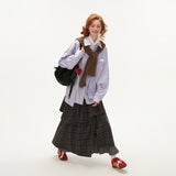 스트라이프 셔츠 루즈한 긴팔 상의