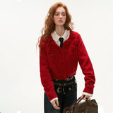 로즈 숏 카디건 스웨터 긴팔