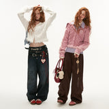 하이 칼라 패치워크 울 스웨터 카디건