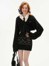 Cat Fair Isle sweater dress short mink coat high-end