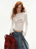 Lace round neck hooded long-sleeved tops