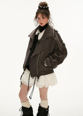 빈티지 데님 재킷과 숏 스커트