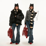 후드 플리스 스트라이프 스웨터 올매치 지퍼 니트 재킷