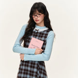 프레피 플레드 A라인 베스트 드레스