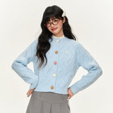 오리지널 스위트 케이블 자수 컬러풀 버튼 숏 스웨터 카디건 셋업