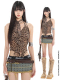 Leopard Mesh Ruffle Cami Top