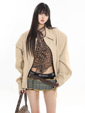 Leopard Mesh Ruffle Cami Top