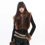 인조 모피 스플라이스 니트 카디건