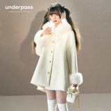 오리지널 밀키 화이트 퍼 칼라 코트 재킷