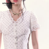 Polka Dot Lace Top & Umbrella Skirt Set