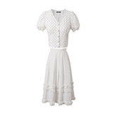 Polka Dot Lace Top & Umbrella Skirt Set