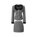 허리 윗부분 스트레이트 숄더 하이웨이스트 스커트 슈트