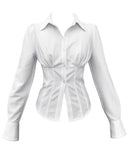 레트로 블랙 & 화이트 웨이스트 셔츠