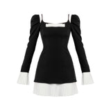 Camellia Bow Trumpet Sleeve Dress