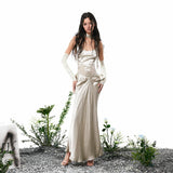 솔리드 컬러 피쉬본 스커트 드레스