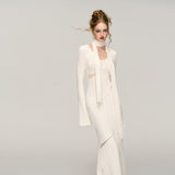 White Jacquard Hollow out Dress