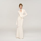 White Jacquard Hollow out Dress