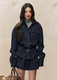 Waist-Slimming Denim Skirt Set – Fleece Lined
