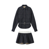 Waist-Slimming Denim Skirt Set – Fleece Lined