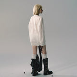 레트로 리본 자수 메시 스웨트셔츠