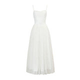 화이트 메시 자수 슬립 드레스