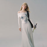 잉크 스머지 원숄더 니트 드레스