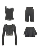 Gray striped knitted high-end suit slim and elegant