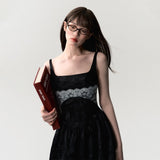 레이스 자카드 패치워크 드레스