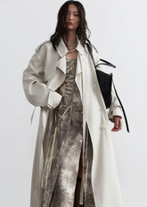 Minimalist Lime White Long Trench Coat