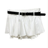 White versatile anti-exposure ruffled mini skirt