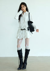 모던 차이나 스타일 프린트 셔츠 드레스