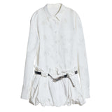 모던 차이나 스타일 프린트 셔츠 드레스