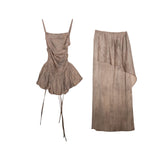 그리스 여신 플리츠 레이스 드레스 세트