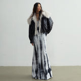 시베리아 스타일 인조 가죽 모피 칼라 재킷