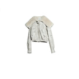 모피 후드가 달린 레트로 발레 PU 재킷