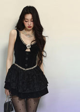 Audrey Velvet Slim Black Mini Dress