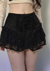 불규칙한 레이스 발레코어 미니 스커트