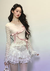 슬림핏 레이스 긴팔 티셔츠