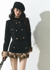 루브르에서 영감을 받은 수트 세트 - 크롭 블레이저 & 스커트