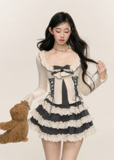 우아한 레이어드 드레스 & 탑 슈트 세트