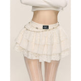 블랙 레이스 A라인 케이크 미니 스커트