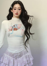 슬림핏 모크넥 긴팔 티셔츠