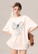 화이트 루즈핏 반팔 티셔츠