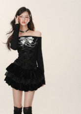 오블리크 숄더 슬림핏 이너 탑