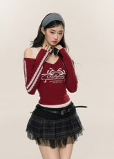 슬림핏 오프숄더 레이스 탑