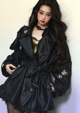 Loose Fit Vintage Faux Leather Jacket