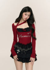 슬리밍 레이스 홀터넥 티셔츠