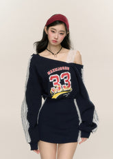 한국식 레이스 오프숄더 바디콘 드레스