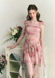 Pleated Cake Skirt Suspender Set